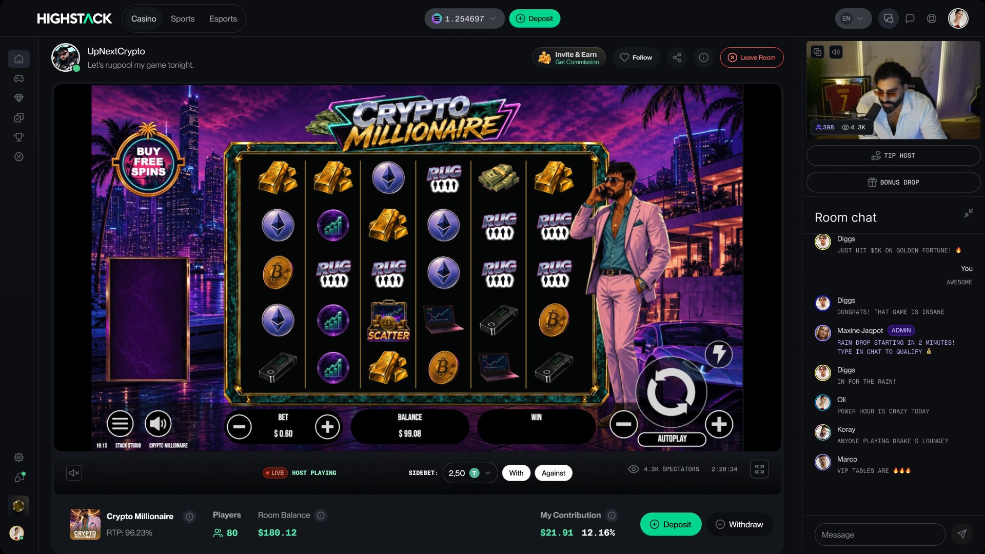Crypto Millionaire creator room concept