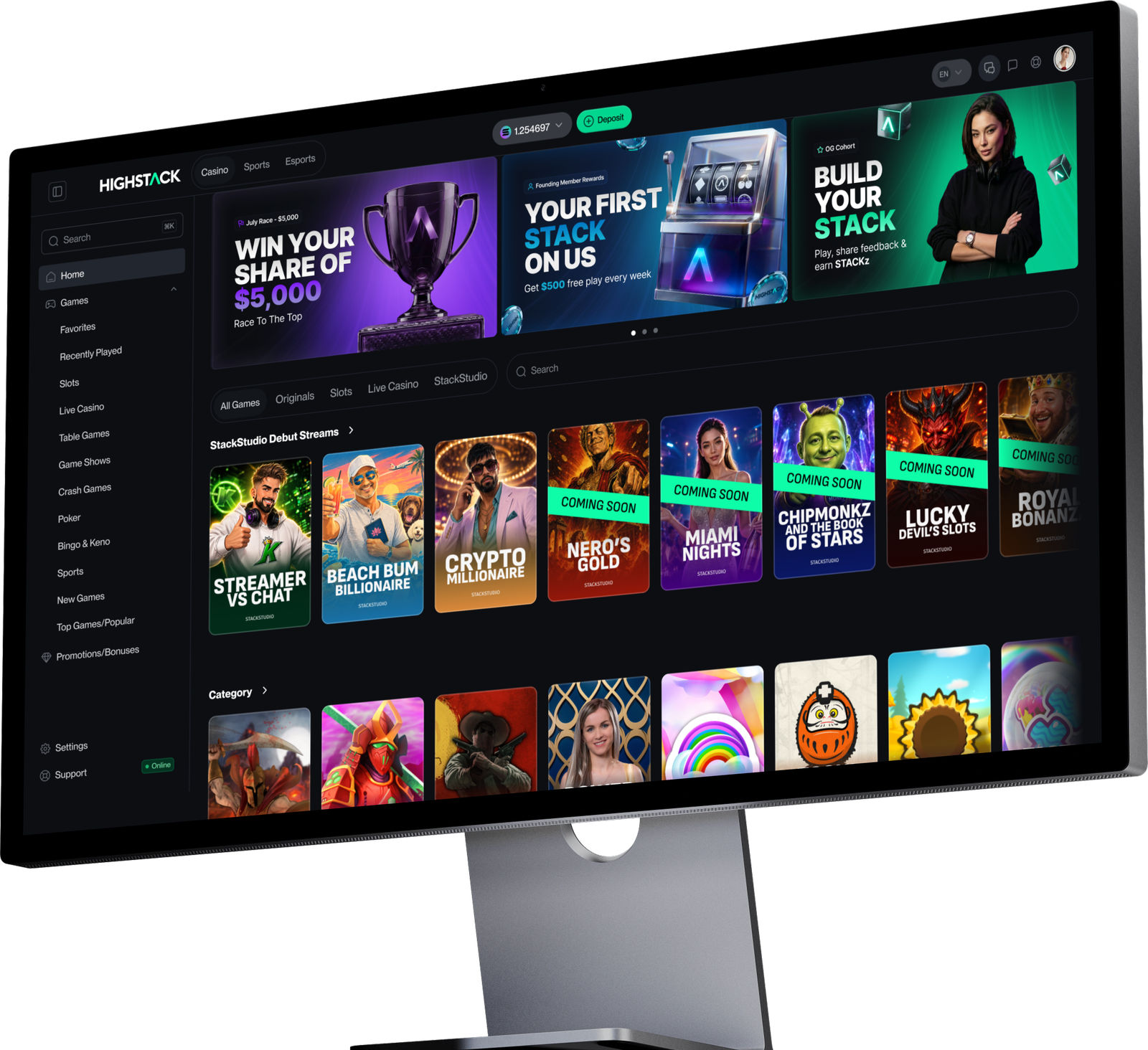 HighStack platform on a desktop monitor